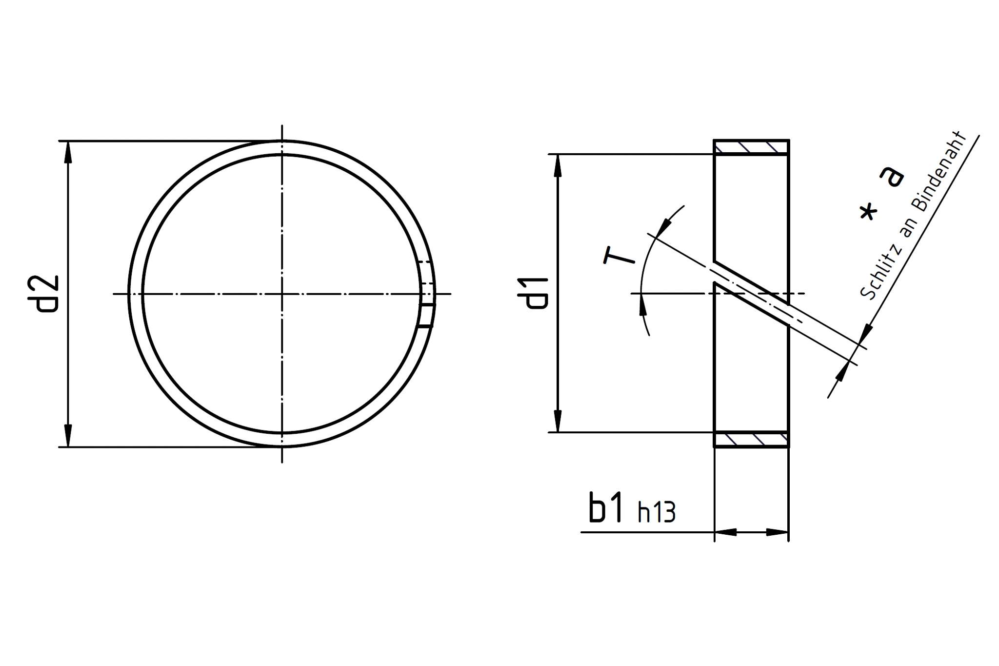 iglidur® J, guide rings drawing
