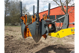 The spades are pushed slowly into the soil.