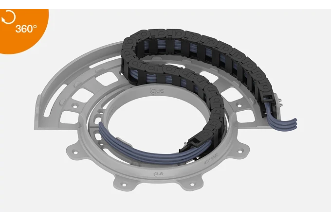 Pneumatic Chain Rotation Unit Energy chains for circular and spiral movement | Rotation angle over ...