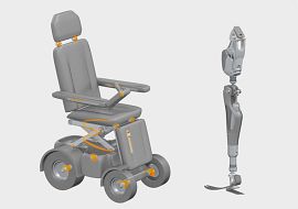 Cadeira de rodas e prótese com produtos igus