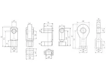 Clevis joint with spring-loaded fixing clip and rod end bearing, GERMFE /  GELMFE, igubal®