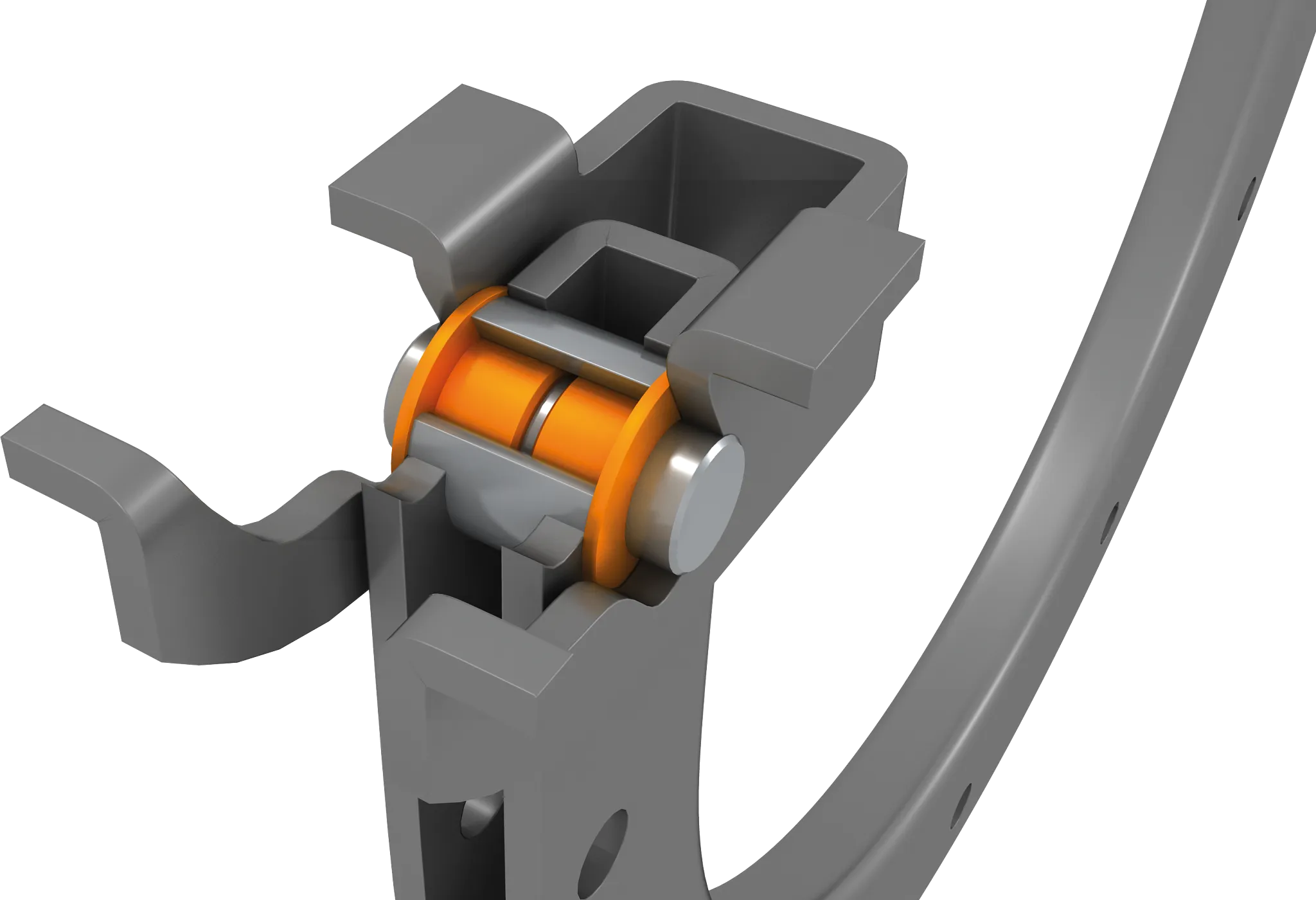 Plain bearing in the cross-bar hinge