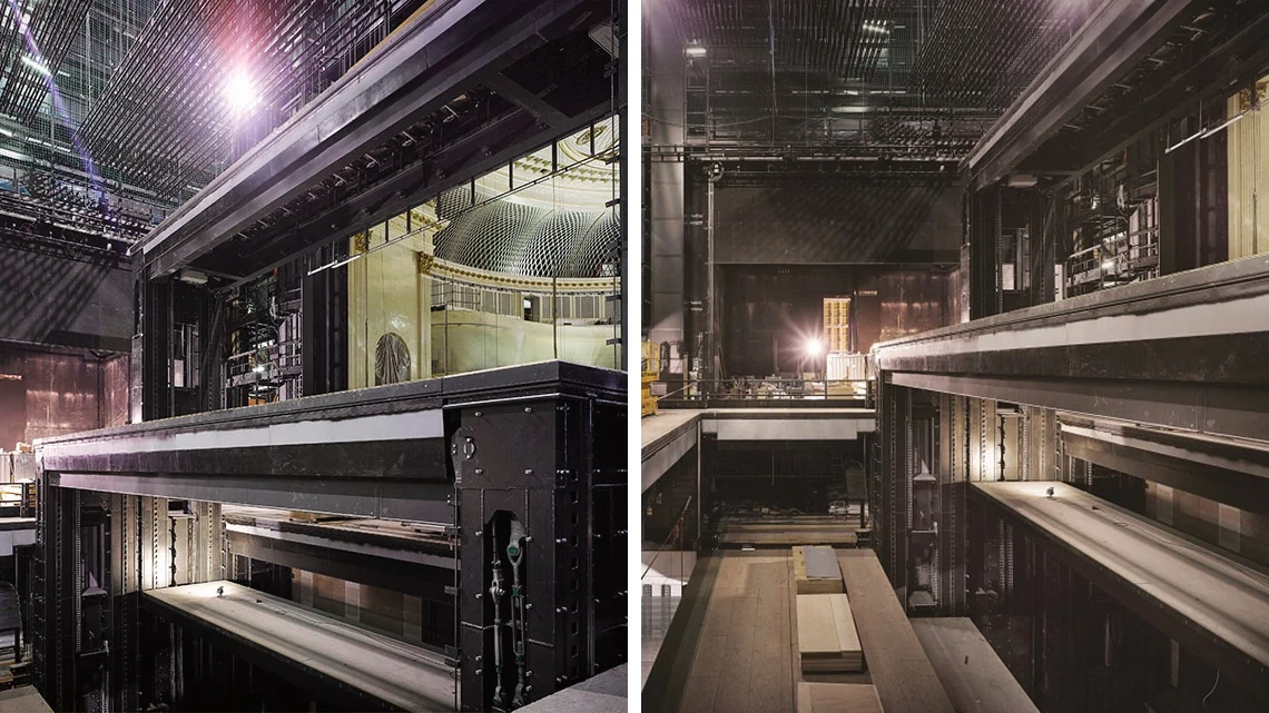 Stage technology with energy chains