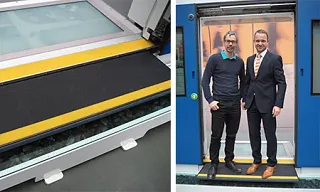 Portas de correr leves com componentes igus