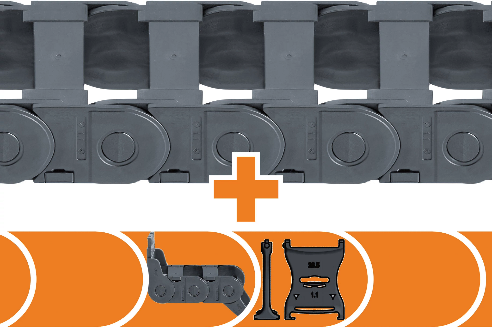 Energiekette H=15mm x 15, 20, 30, 40 mm, Kabelführung Schleppkette, CNC (15x15 mm