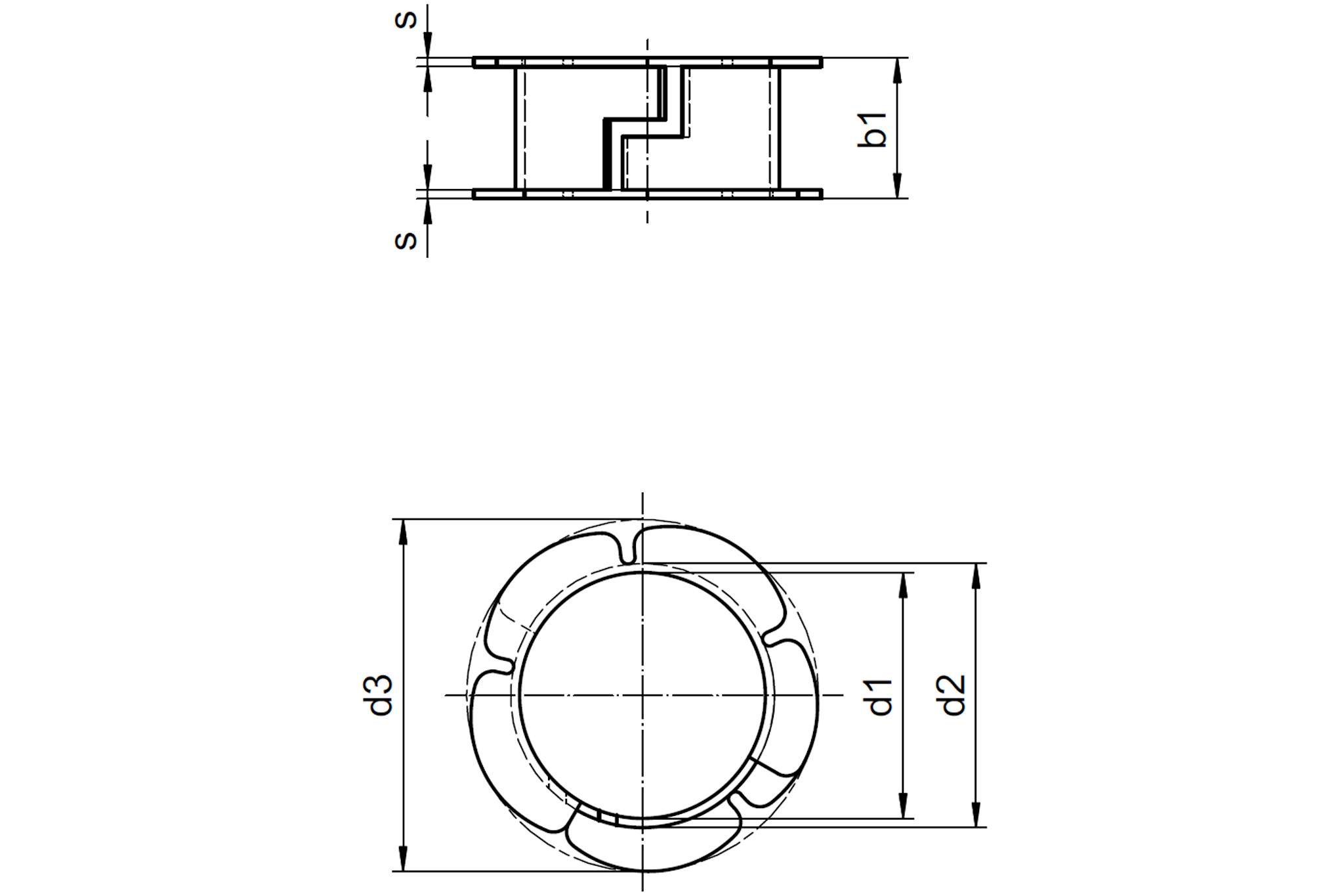 iglidur® M250, ležaj z dvojno prirobnico, MDM, mm drawing