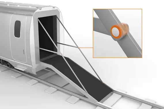 Emergency exit with iglidur plain bearings on the train wagon