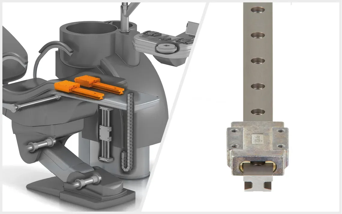 drylin T v nastavení křesla pro pacienty