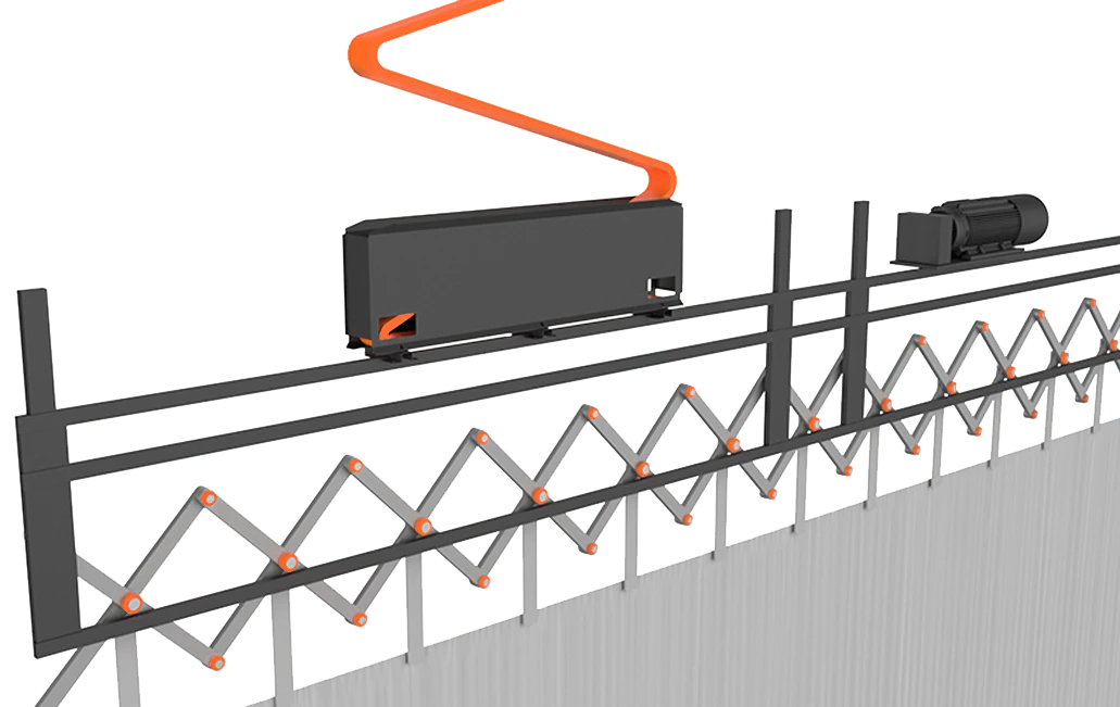 Elevador tipo tesoura para cortina