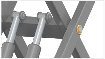 Gleitlager im Scherengelenk eines Hubtischs