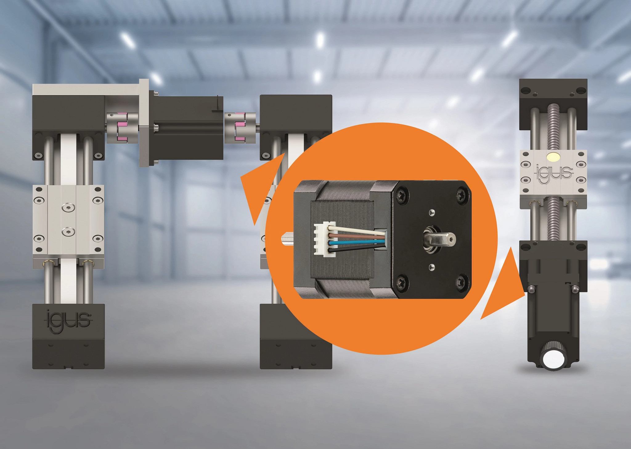 New motor for drylin linear axes ensures a space-saving and cost-effective drive for two mechanical loads