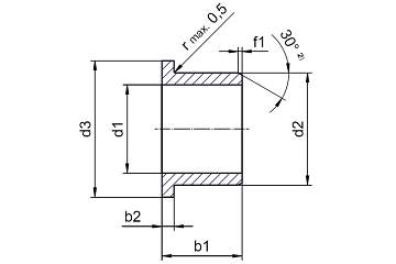 iglidur® J3, flange bearing, mm drawing