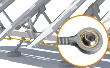 igubal metall-länkhuvud KARM i solcellsanläggning