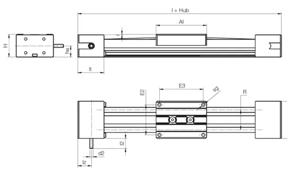 Eixo linear para a área à prova de explosão