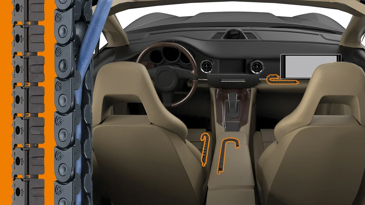 Energy chains in the vehicle interior