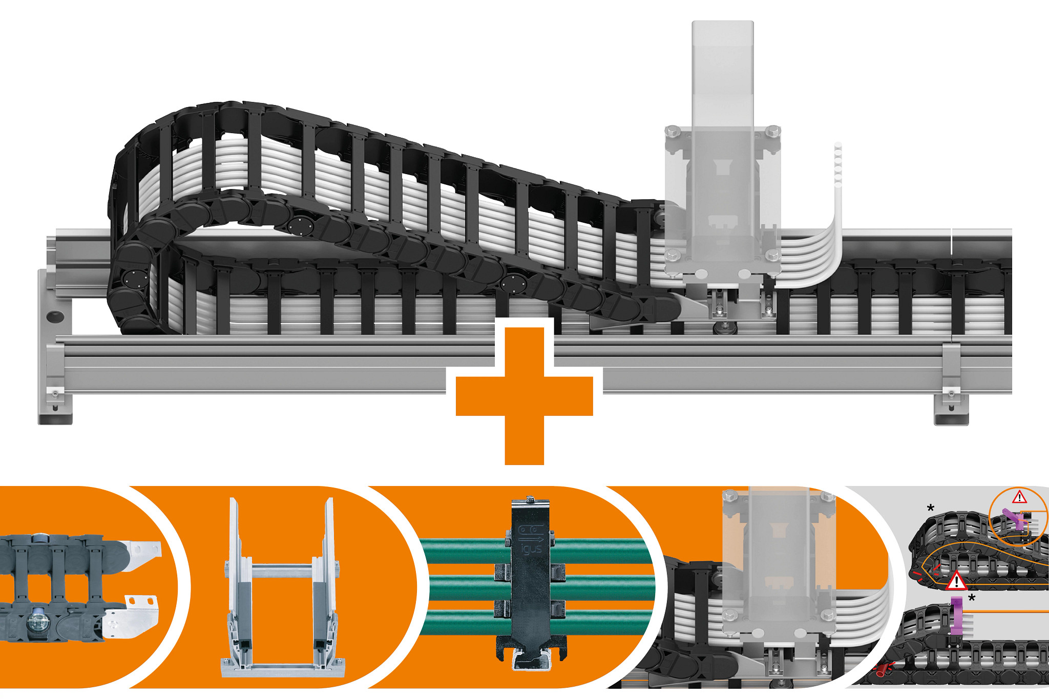 rol e-chain® 4040RHDB | Guide trough made of aluminium [Travel: 25-200m]