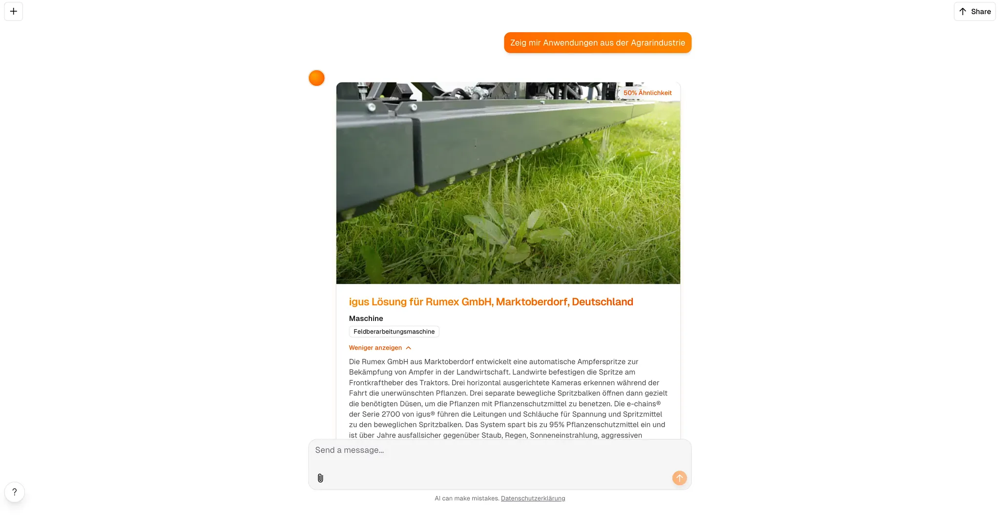 igusFinder mit Anwendung aus der Agrarindustrie