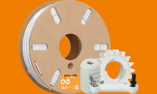 iglidur i150 Filamentrolle und gedruckte Teile