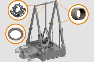 Giant swing with RBR system and various bearings