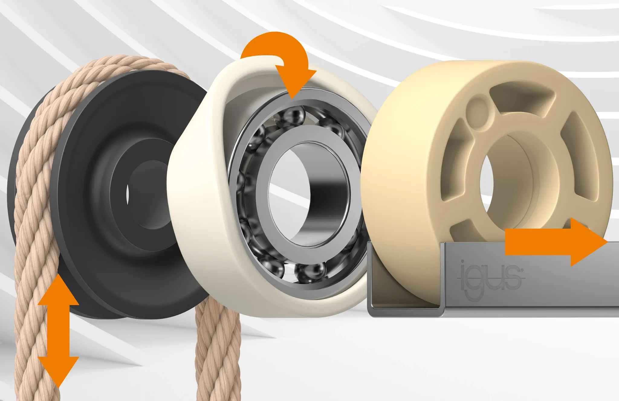 Schmierfreie und verschleißfeste iglidur Rollen weisen eine bis zu sechsfach höhere Lebensdauer auf als Lösungen aus POM bzw. PA