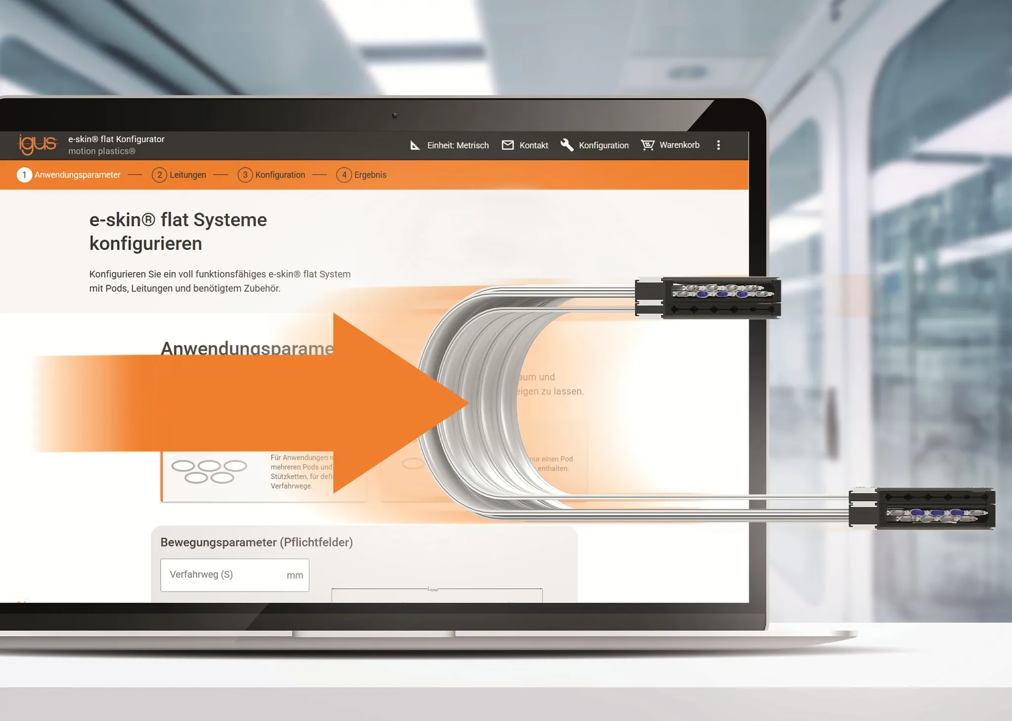 New e-skin flat configurator allows for quick design of certified cleanroom cable guide systems