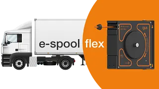 e-spool flex am Frontbereich eines Lkw für den Einsatz in Nutzfahrzeugen.