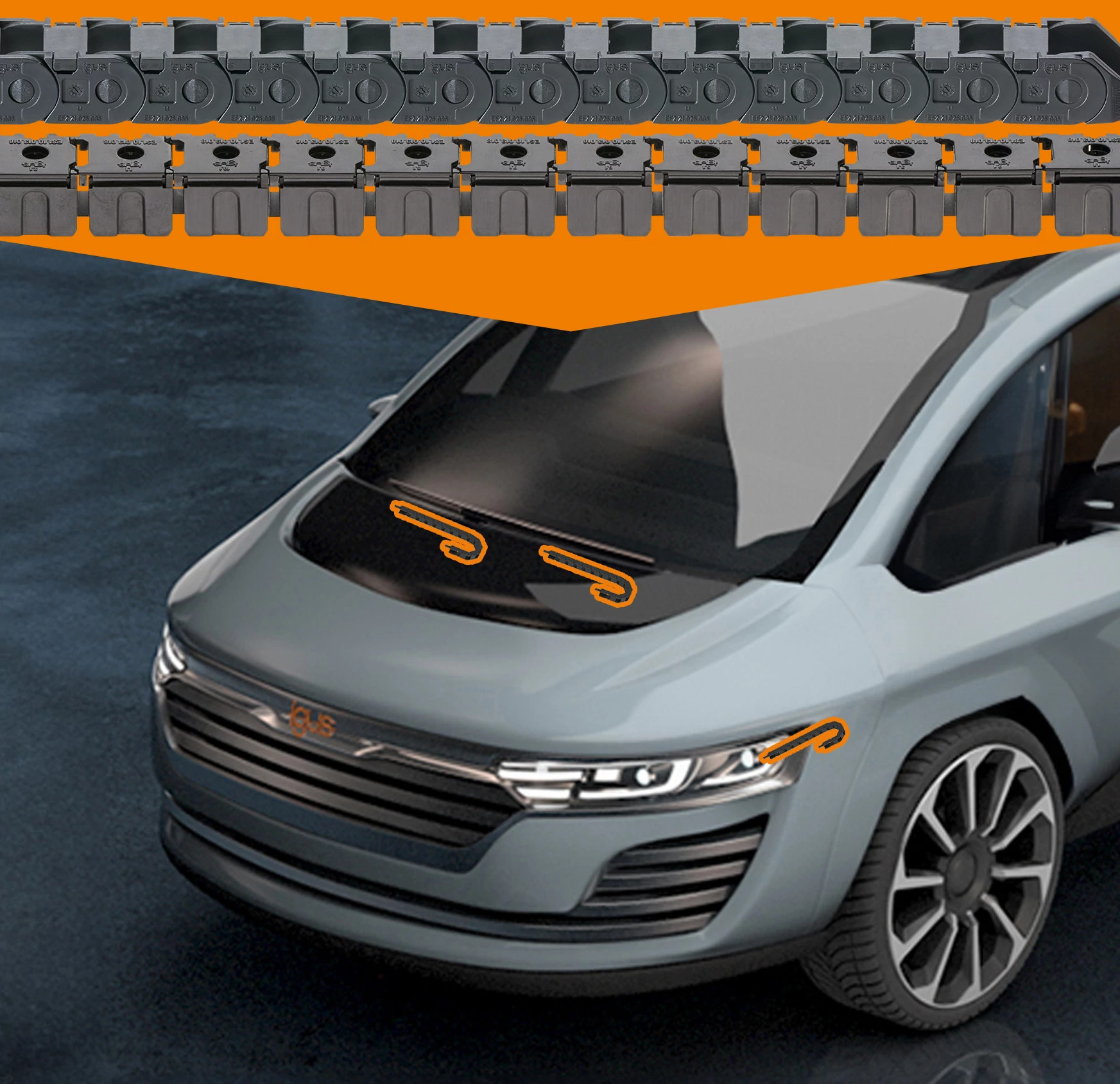 Chaînes porte-câbles à l’extérieur