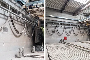 Cadena portacabls en grúa de procesamiento de residuos