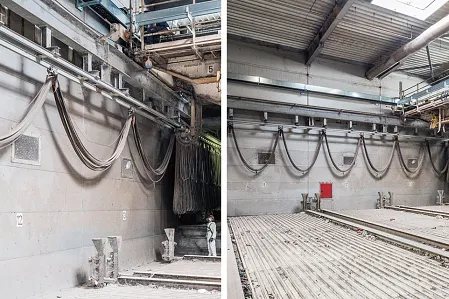 Cadena portacabls en grúa de procesamiento de residuos