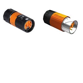 Conector de potência com anel de fixação em plástico/metal série 915