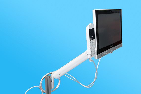 With the height-adjustable pivot arm, patients in hospitals can comfortably watch TV and make phone calls.