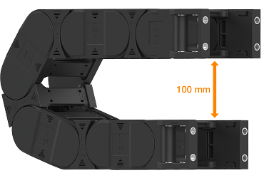 Chaîne porte-câbles E4.56 à nouveau rayon de courbure de 100 mm