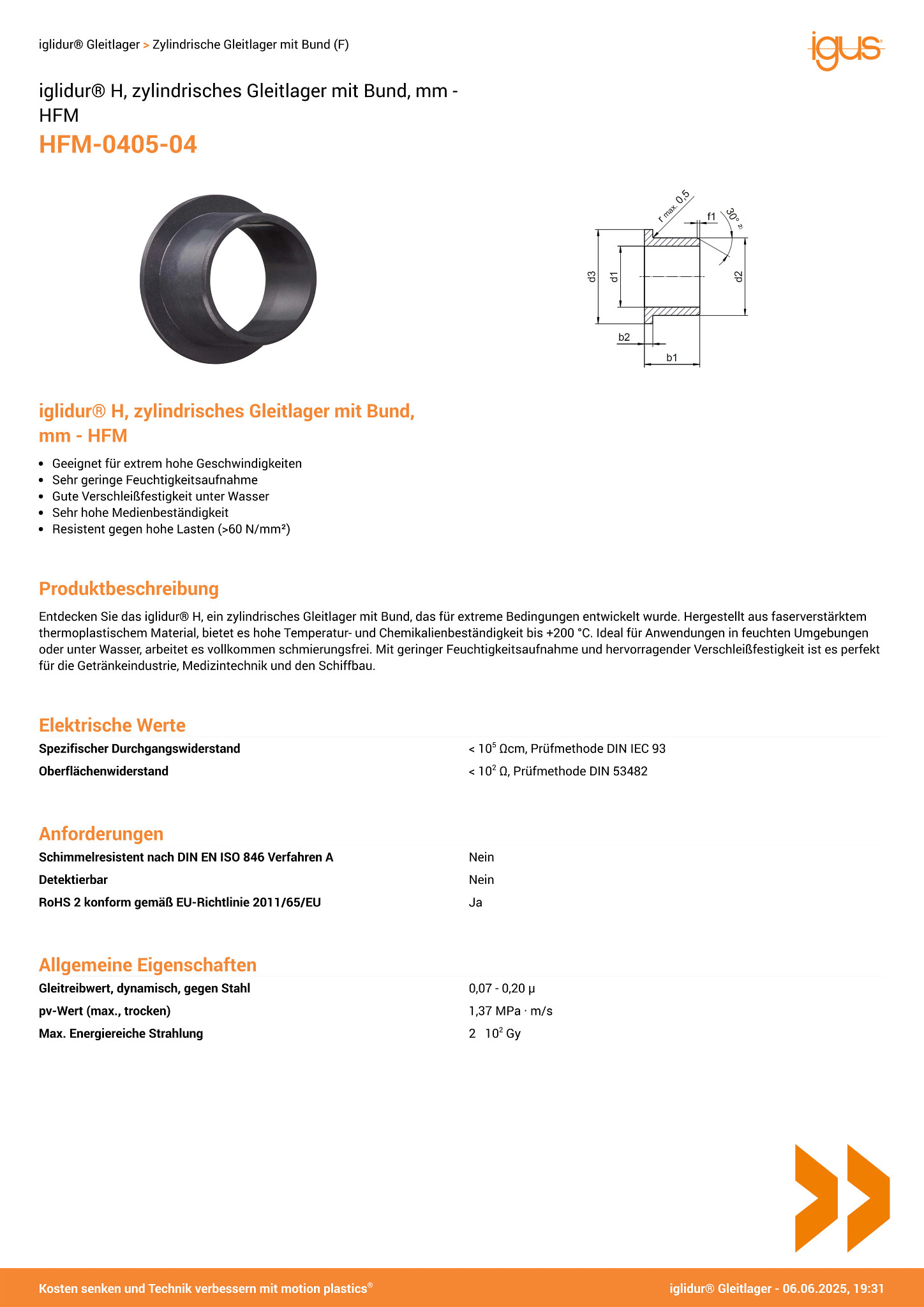 Igus A180FM-3539-26 35mm Bore Plain Bearing, 39mm O.D | RS