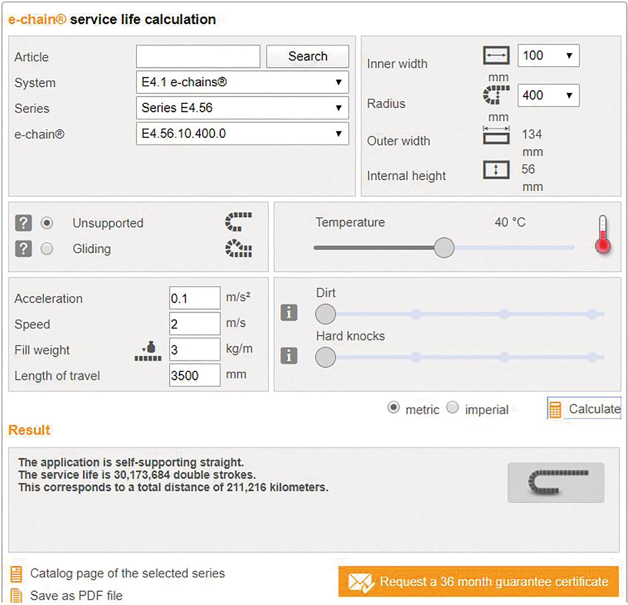kopla e-chain service life calculation