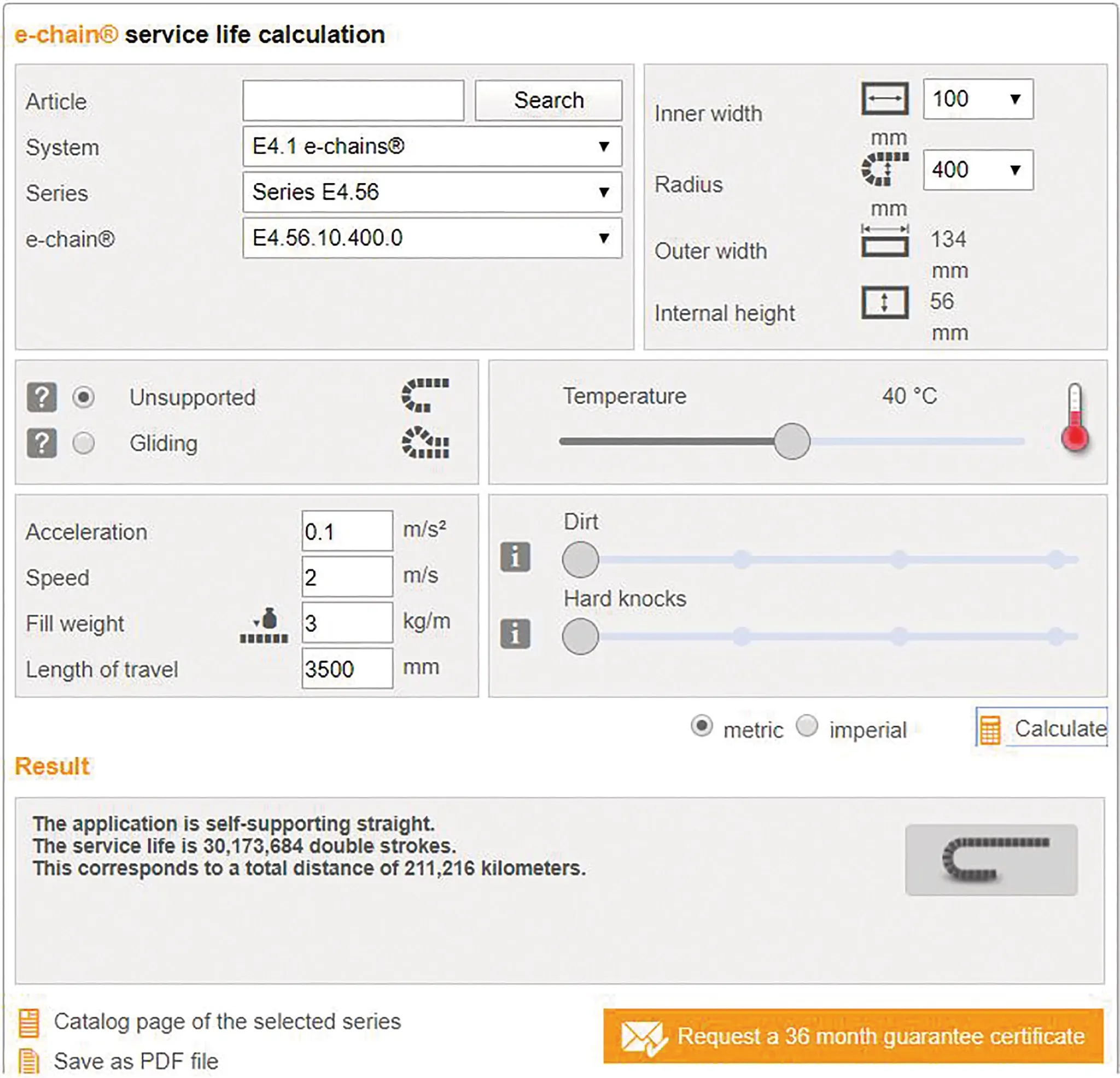 kopla e-chain service life calculation