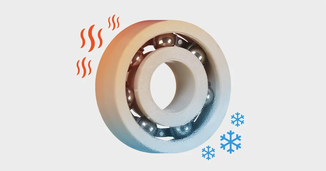 Heat-resistant plastic ball bearings