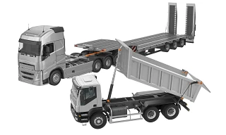 Low loader and dump truck