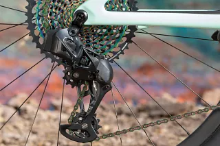Zicht op de SRAM XX1 Eagle AXS derailleur