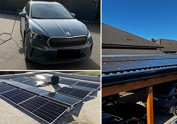 Carros elétricos e estações de carregamento com energia solar