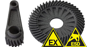 ESD and ATEX components made of wear-resistant materials