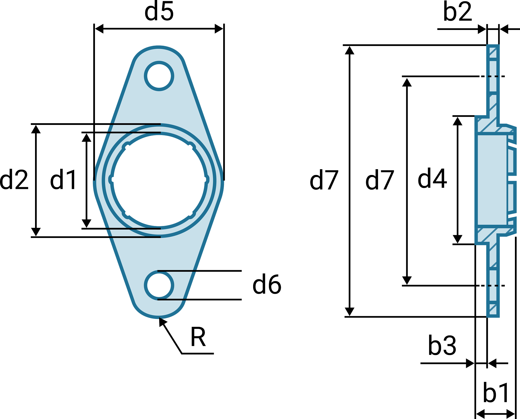 Nakup prednapet s prirobnico z dvema odprtina