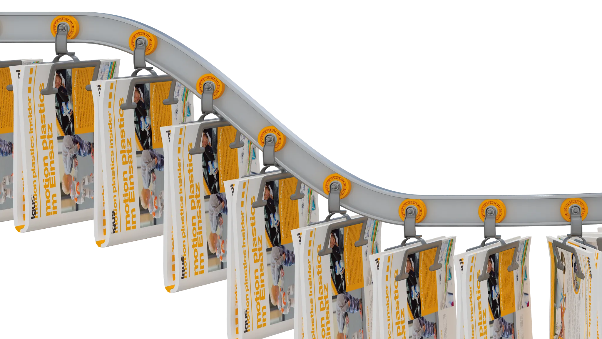 xiros® ball bearings in overhead conveyors in a newspaper printing shop