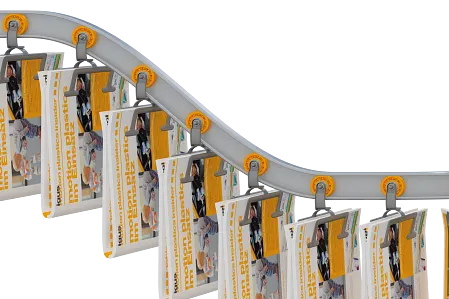 xiros® ball bearings in overhead conveyors in a newspaper printing shop