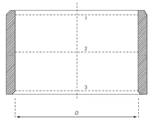 Sección transversal de cojinetes lisos con planos de medición