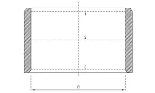 Plain bearing cross section with measuring planes