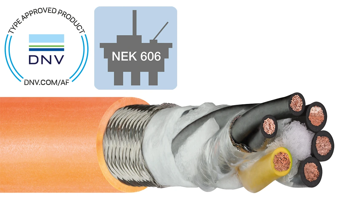chainflex cable and DNV and NEK logos