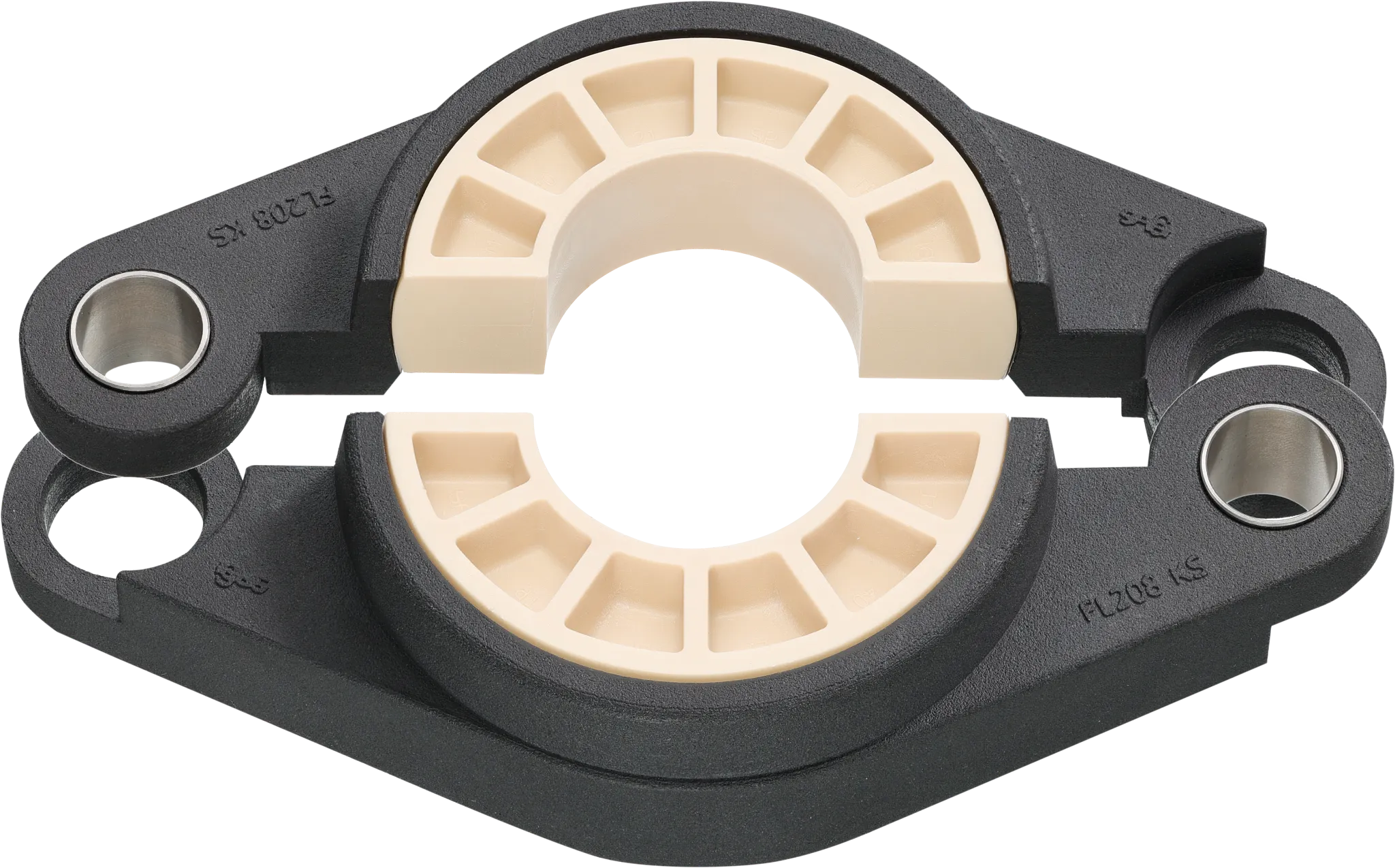 Flanschlager auf der Innenseite eines Förderbands