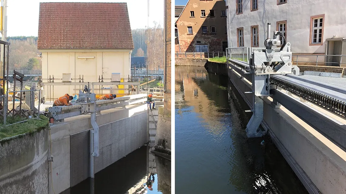 Brazo de limpieza con rastrillo