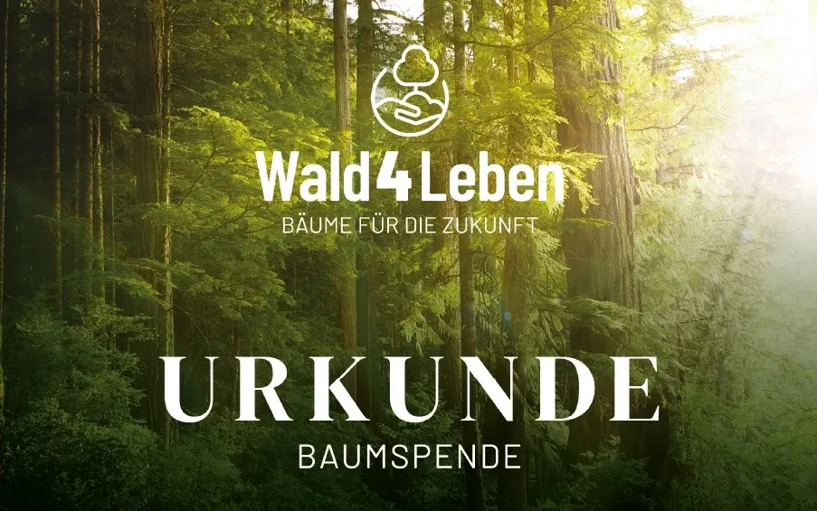 Certificat pour le don d'arbres de Wald4Leben
