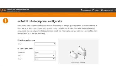 SCARA cable solution configurator Step 1